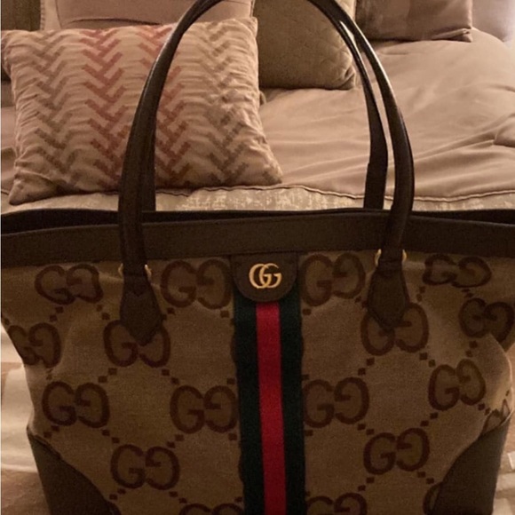 Gucci Beige and Brown GG Canvas Tote - Picture 1 of 6